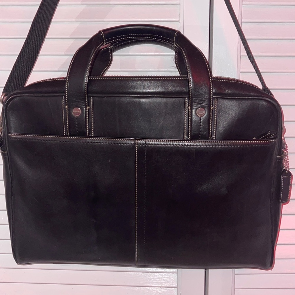 Coach Unisex Black Smooth Leather Briefcase Unisex